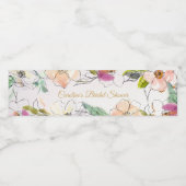 シックモダンウォーターカラーフローラベビーブライダルシャワー ペットボトルラベル (シングルラベル)