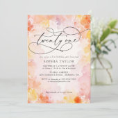 シックモダンウォーターカラーフローラ21st誕生日 招待状 (スタンド正面)