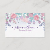 シックモダンウォーターカラーブルーアジサイフローラバス 名刺 (正面)