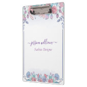 シックモダンウォーターカラーブルーアジサイフローラ クリップボード (左)