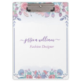 シックモダンウォーターカラーブルーアジサイフローラ クリップボード (正面)