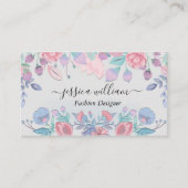 シックモダンウォーターカラーブルーアジサイフローラ コーリングカード (正面)