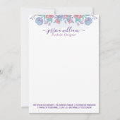 シックモダンウォーターカラーブルーアジサイフローラ サンキューカード (正面)