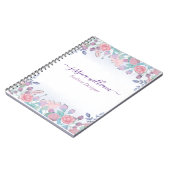 シックモダンウォーターカラーブルーアジサイフローラ ノートブック (左側)