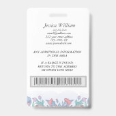 シックモダンウォーターカラーブルーアジサイフローラ バッジ (Back)