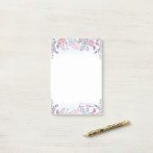 シックモダンウォーターカラーブルーアジサイフローラ ポストイット (デスク上)