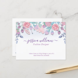 シックモダンウォーターカラーブルーアジサイフローラ ポストカード