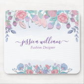 シックモダンウォーターカラーブルーアジサイフローラ マウスパッド (正面)