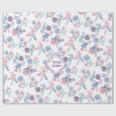 シックモダンウォーターカラーブルーアジサイフローラ ラッピングペーパー (フラット)