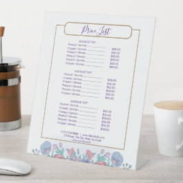 シックモダンウォーターカラーブルーアジサイフローラ 台座サイン