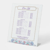 シックモダンウォーターカラーブルーアジサイフローラ 台座サイン (正面)