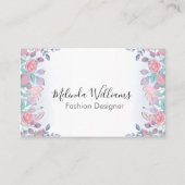 シックモダンウォーターカラーブルーアジサイフローラ 名刺 (正面)