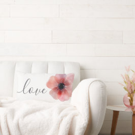 シックモダンウォーターカラーポピー結婚ラブ ランバークッション