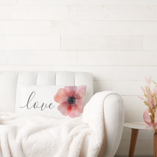 シックモダンウォーターカラーポピー結婚ラブ ランバークッション (ソファ)