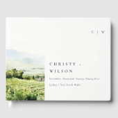 シックモダンウォーターカラーヴィンヤードランドスケープ結婚ズ ゲストブック (正面)