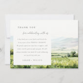 シックモダンウォーターカラーヴィンヤードランドスケープ結婚ズ サンキューカード (正面)
