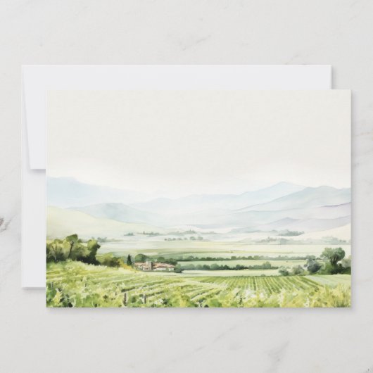 シックモダンウォーターカラーヴィンヤードランドスケープ結婚ズ サンキューカード (裏面)