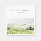 シックモダンウォーターカラーヴィンヤードランドスケープ結婚ズ スタンダードカクテルナプキン (正面)