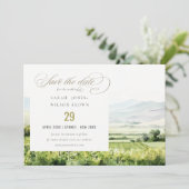 シックモダンウォーターカラーヴィンヤードランドスケープ結婚ズ セーブザデート (スタンド正面)