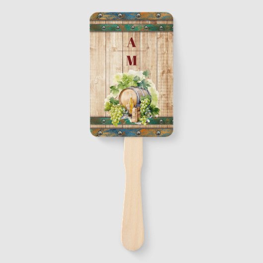 シックモダンウォーターカラーヴィンヤードランドスケープ結婚ズ ハンドファン (正面)