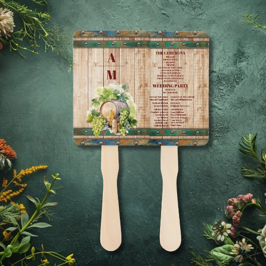 シックモダンウォーターカラーヴィンヤードランドスケープ結婚ズ ハンドファン