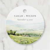 シックモダンウォーターカラーヴィンヤードランドスケープ結婚ズ フェイバータグ (正面)