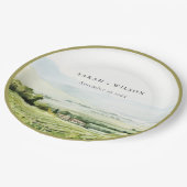 シックモダンウォーターカラーヴィンヤードランドスケープ結婚ズ ペーパープレート (アングル)