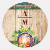 シックモダンウォーターカラーヴィンヤードランドスケープ結婚ズ ラウンドシール (正面)