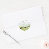 シックモダンウォーターカラーヴィンヤードランドスケープ結婚ズ ラウンドシール (封筒)