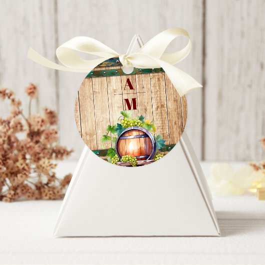 シックモダンウォーターカラーヴィンヤードランドスケープ結婚ズ ラウンドシール