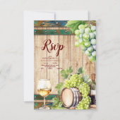 シックモダンウォーターカラーヴィンヤードランドスケープ結婚ズ 出欠カード (正面)