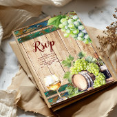 シックモダンウォーターカラーヴィンヤードランドスケープ結婚ズ 出欠カード