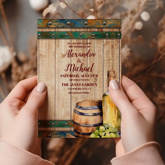 シックモダンウォーターカラーヴィンヤードランドスケープ結婚ズ 招待状