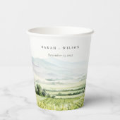 シックモダンウォーターカラーヴィンヤードランドスケープ結婚ズ 紙コップ (裏面)