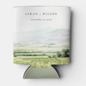 シックモダンウォーターカラーヴィンヤードランドスケープ結婚ズ 缶クーラー (正面)