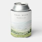 シックモダンウォーターカラーヴィンヤードランドスケープ結婚ズ 缶クーラー (缶裏面)