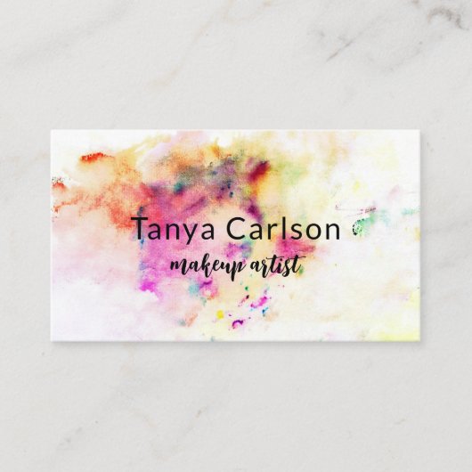 シックモダンウォーター絵を描カラースプラッシュメイクアップアーティスト 名刺 (正面)