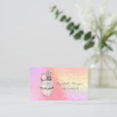 シックモダンウオーターカラーマカロンホログラフィック 名刺 (スタンド正面)