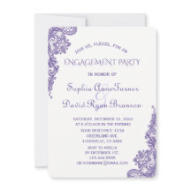 シックモダンウルトラバイオレットレース婚約パーティ