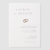 シックモダンウルトラミニマルタイポグラフィ結婚ズ ベラム紙招待状 (正面)