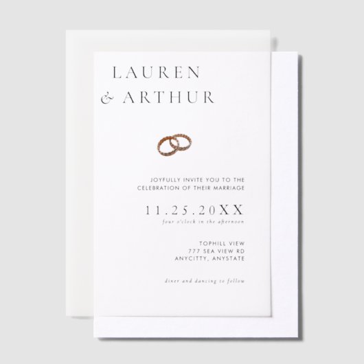 シックモダンウルトラミニマルタイポグラフィ結婚ズ ベラム紙招待状 (オフセット)