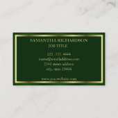 シックモダンエメラルドグリーンアンド金ゴールドプロフェッショナル 名刺 (裏面)