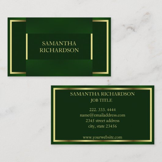 シックモダンエメラルドグリーンアンド金ゴールドプロフェッショナル 名刺 (正面/裏面)