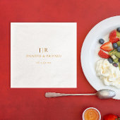 シックモダンエレガントな結婚式名日付モノグラム 箔ナプキン