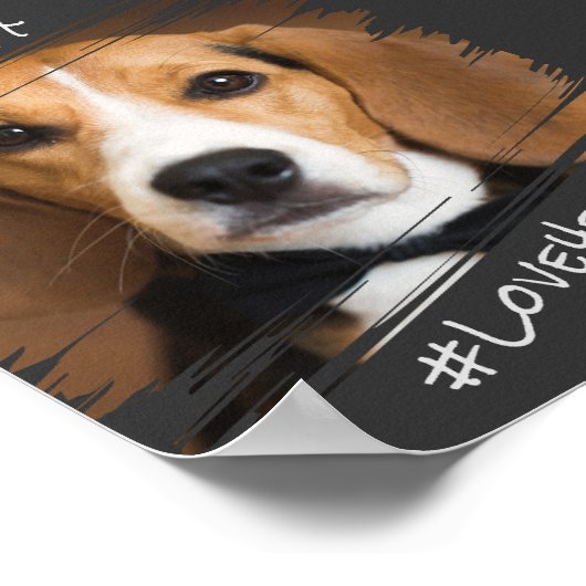 シックモダンエレガントシンプルブラックペットドッグキープサケ ポスター (角)