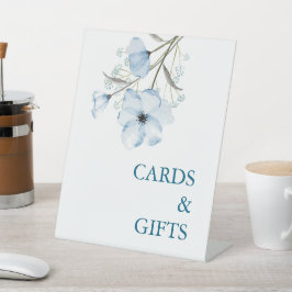 シックモダンエレガントダスティブルー結婚ズ 台座サイン