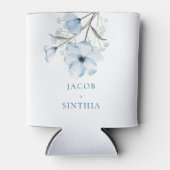 シックモダンエレガントダスティブルー結婚ズ 缶クーラー (正面)