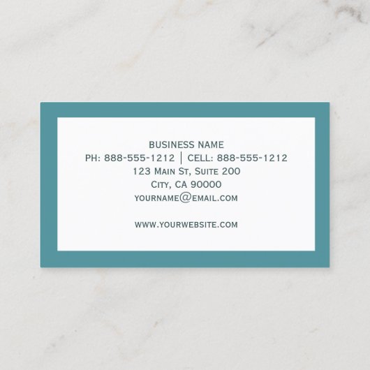 シックモダンエレガントティール(緑がかった色)バタフライ 名刺 (裏面)