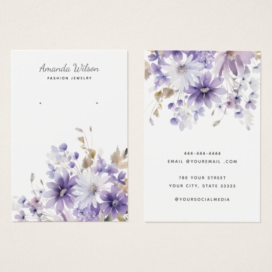 シックモダンエレガントフローライヤリング表示カード (正面&裏面)