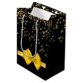 シックモダンエレガントブラックと金ゴールド甘い16メディ ミディアムペーパーバッグ (正面アングル)